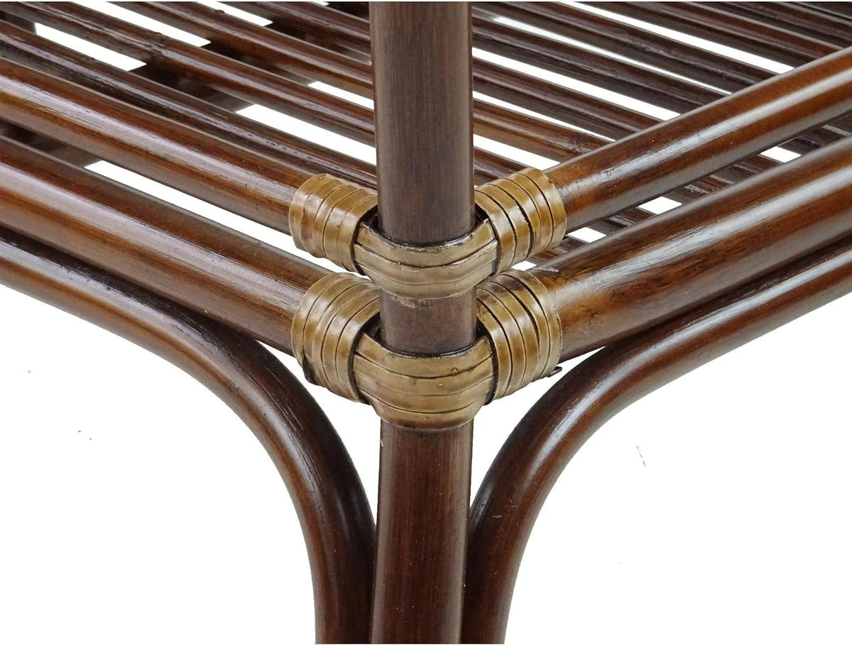 Rectangular Coffee Table Dark Walnut Natural Rattan T576