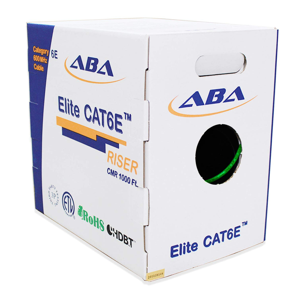 Cat6 CMR Riser Ethernet Cable 1000ft, 24AWG, Solid Bare Copper, 600MHz, Bulk LAN Cable - Green N102418