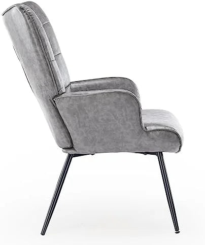 Brown High Back PU Faux Leather Wingback Accent Chair I3202