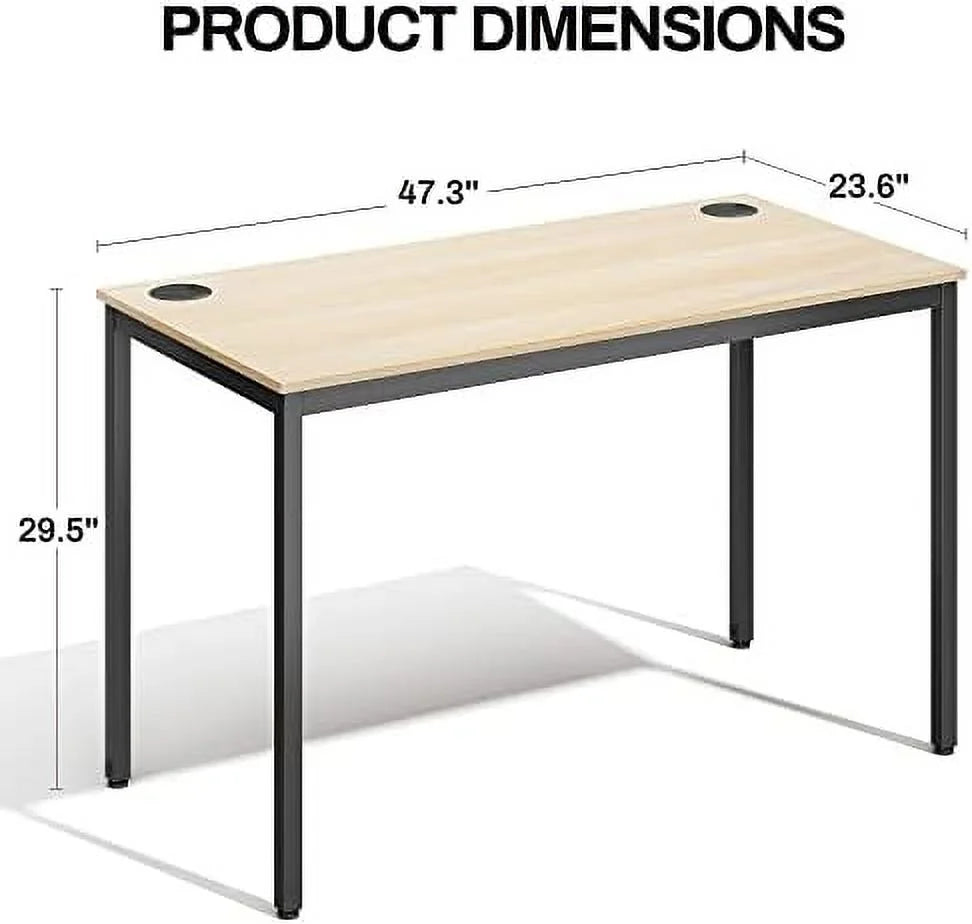 47 inch Teak Computer Desk with Black Metal Frame W6392