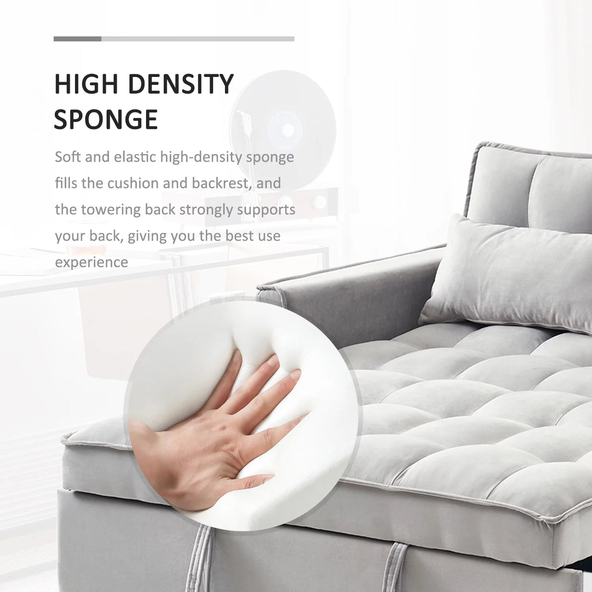 55.5'' Velvet Convertible Sleeper Sofa Bed E929604