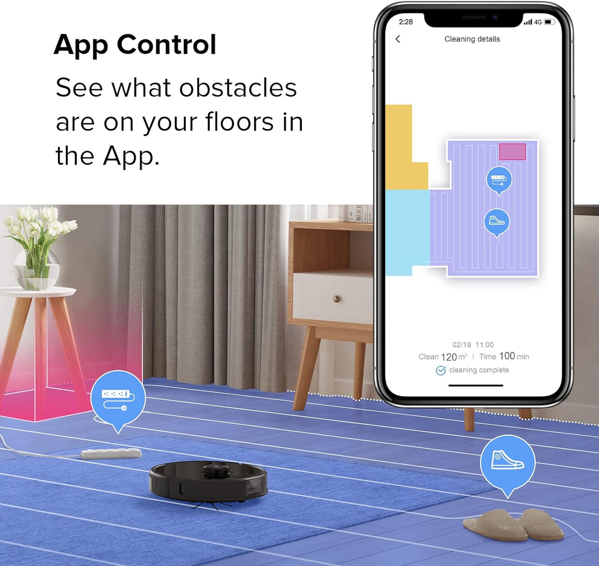 Robot Vacuum and Mop with 2500Pa Suction C828995