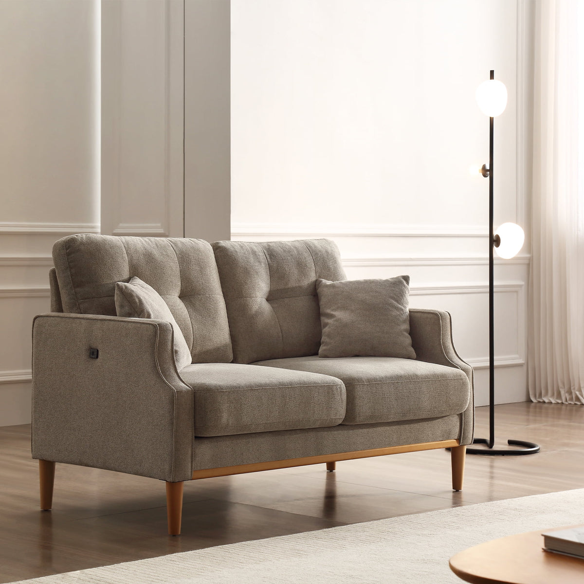 Cream Waterproof Fabric 2 Seater Loveseat Sofa C137347