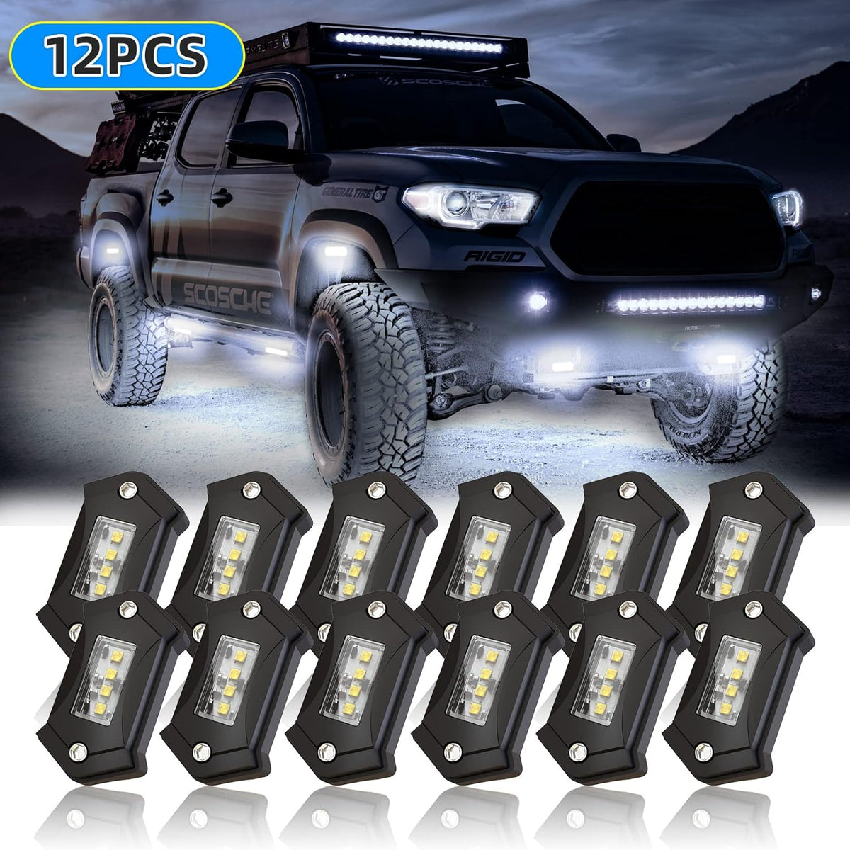 White LED Rock Lights 20PCS Kit Exterior Shockproof Waterproof High Power Lamp U156556