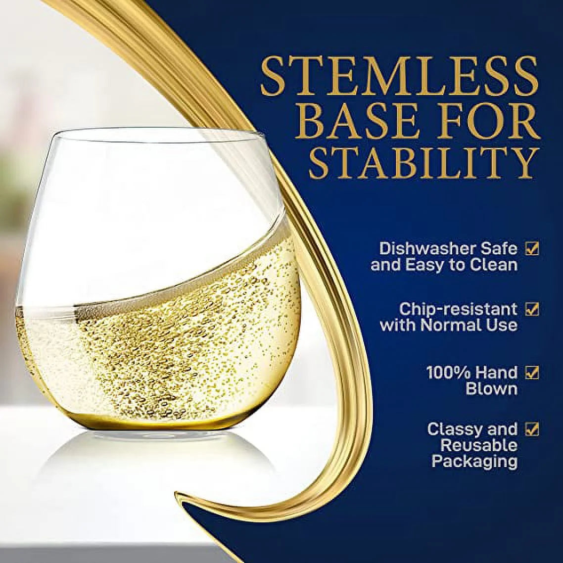 Stemless Wine Glasses Set of 12 U24017