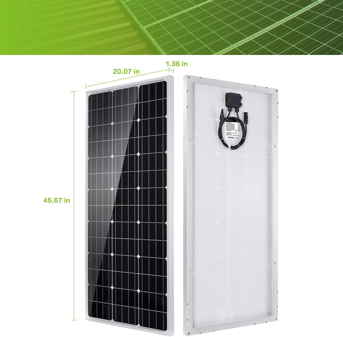 100 Watt 12 Volt Monocrystalline Solar Panel Kit C96005