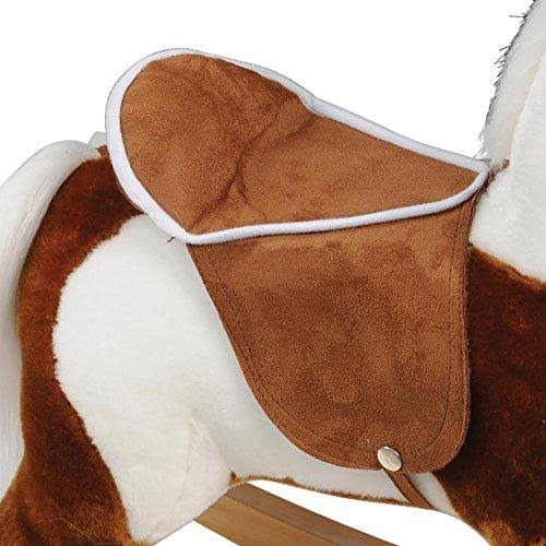 Pinto Rocking Horse with Brown Saddle J415