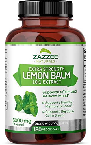 Organic Lemon Balm 10:1 Extract 3000 mg 180 Vegan Capsules D967