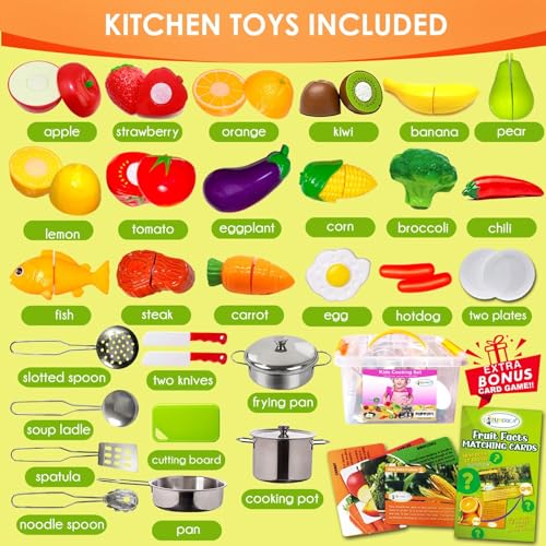 Play Food and Stainless-Steel Pots and Pans and Utensils Toy Kitchen Playset S786680