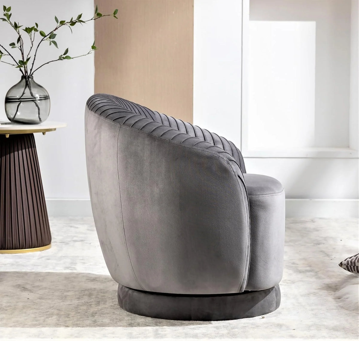 Modern Barrel Swivel Velvet Chair C88040
