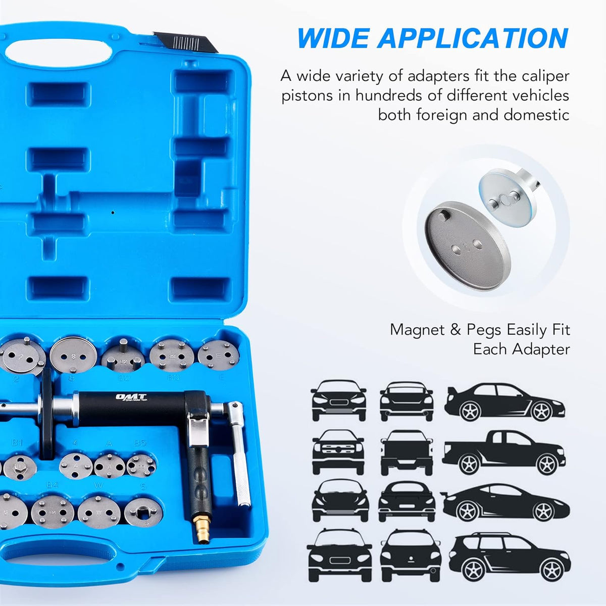 23pc Pneumatic Brake Caliper Compression Tool with 2 Caliper Hangers E5336