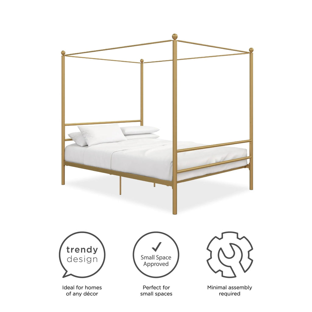 Queen Gold Metal Canopy Bed B131426
