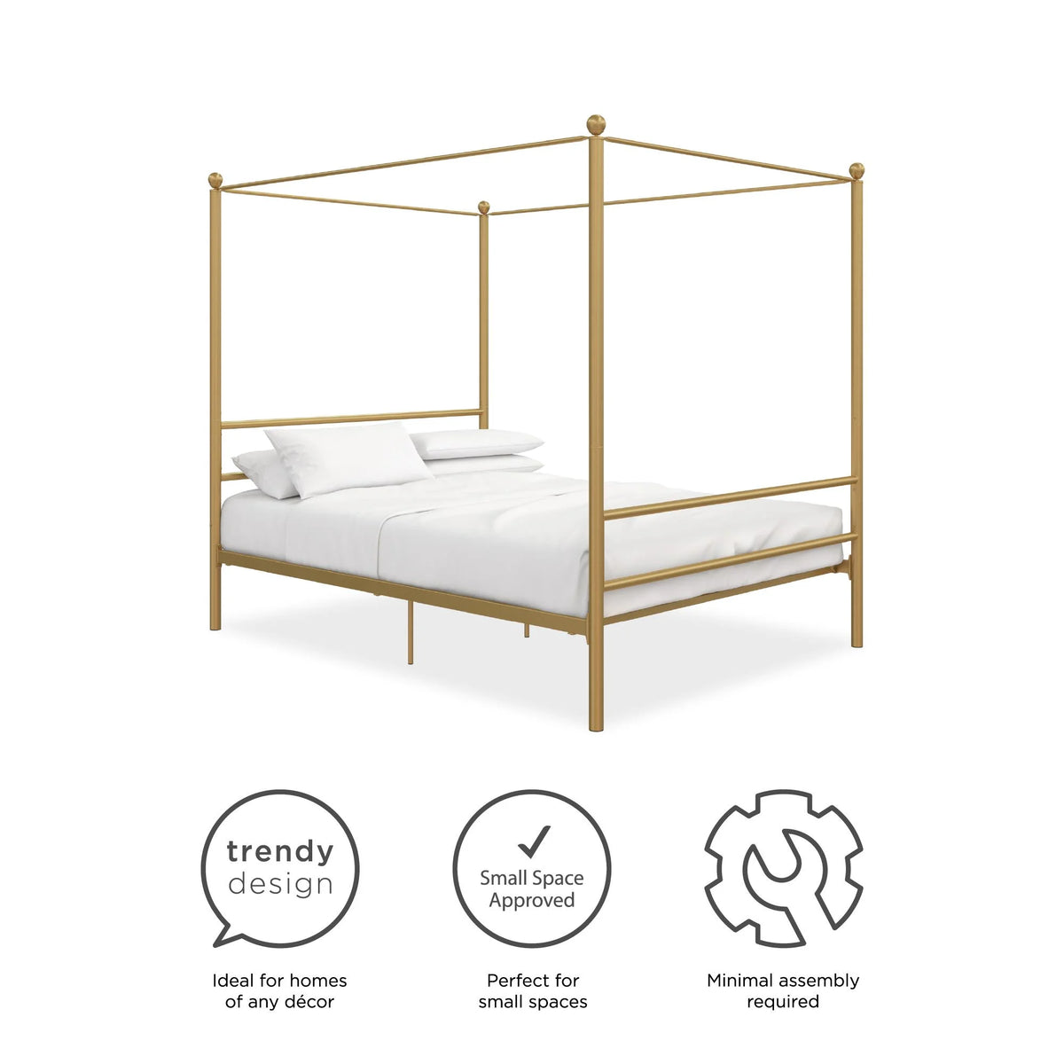 Queen Gold Metal Canopy Bed B131426