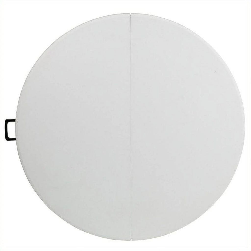 60.5" Round Granite Folding Table in White P71756