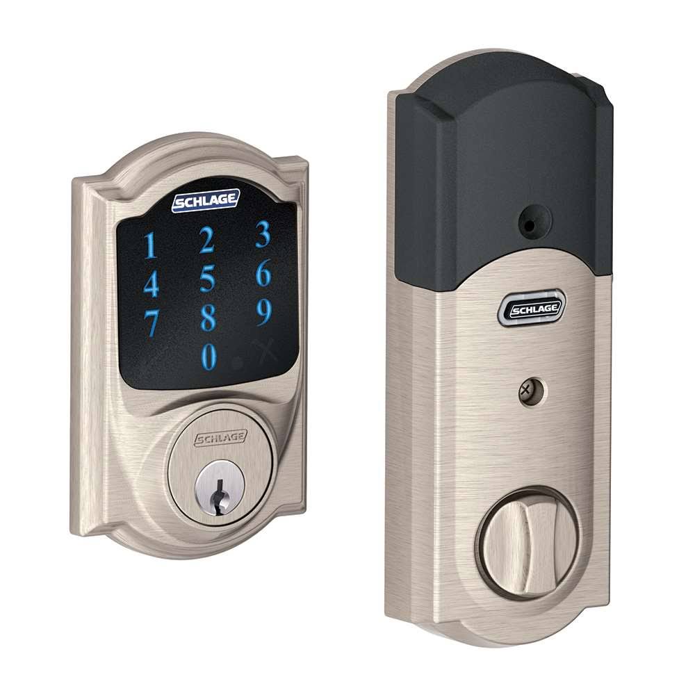 Satin Nickel Touchscreen Deadbolt with Alarm O4489