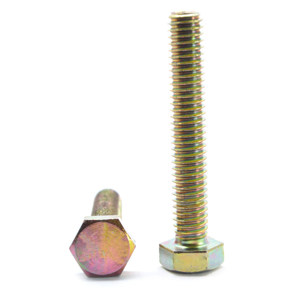 0.38-16 x 9.5 Coarse Threaded Grade 8 Hex Tap Bolt, Alloy Steel - Yellow Zinc Plated - 100 Piece L621506