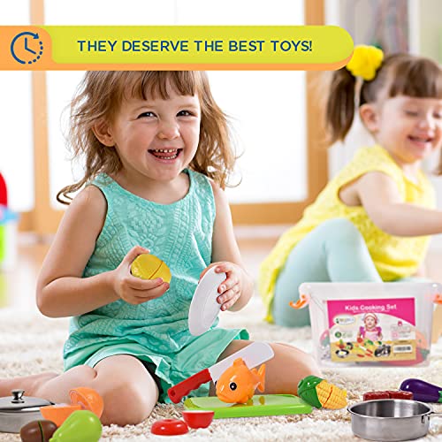 Play Food and Stainless-Steel Pots and Pans and Utensils Toy Kitchen Playset S786680