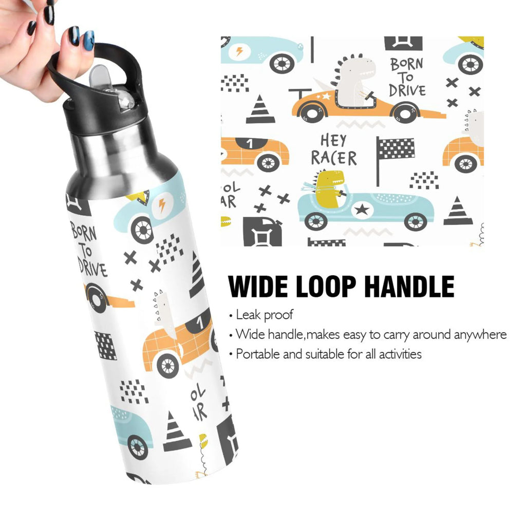 Stainless Steel Insulated Thermos Vacuum Flask Water Bottle with Straw Lid T724067