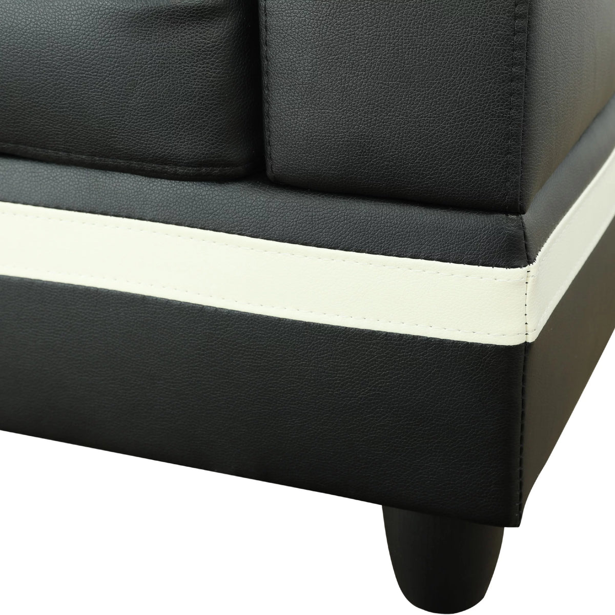 Black Faux Leather Sectional Sofa Set with Storage Ottoman L660515