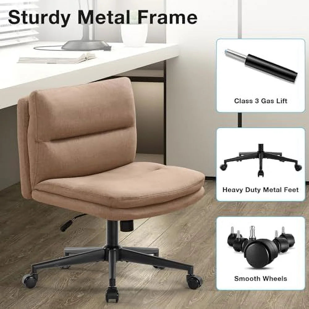 Armless Fabric Padded Office Chair with Wheels J8209