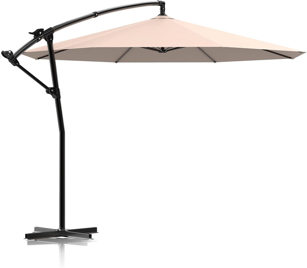 8 Ft Cantilever Offset Patio Umbrella with Crank & Cross Base, Dark Grey Q54407