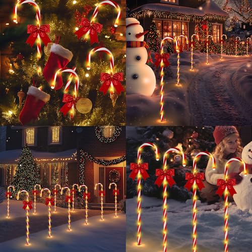 24PCS 240LED Solar Candy Cane Pathway Lights V693768