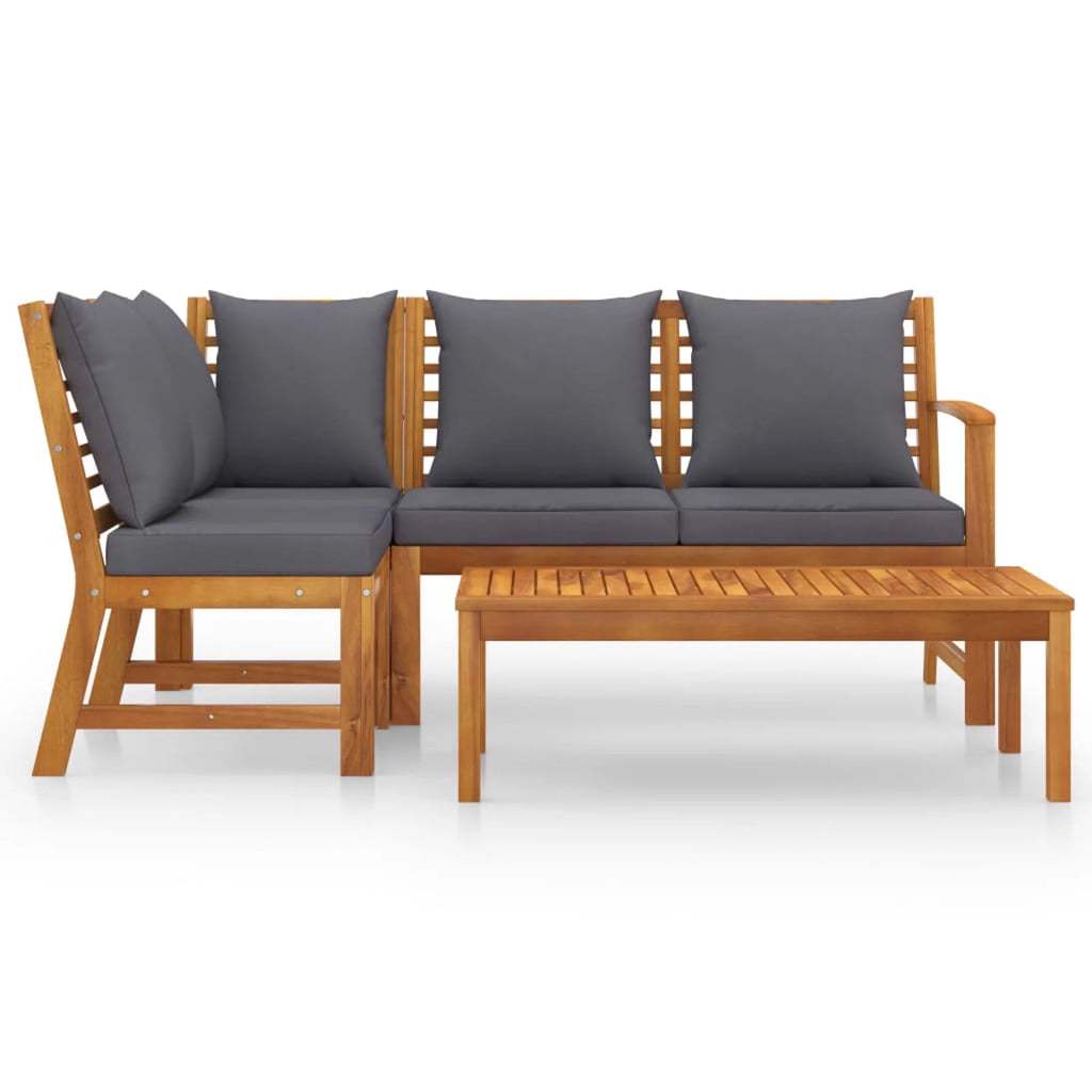 4 Piece Solid Acacia Wood Patio Set with Cushion P327