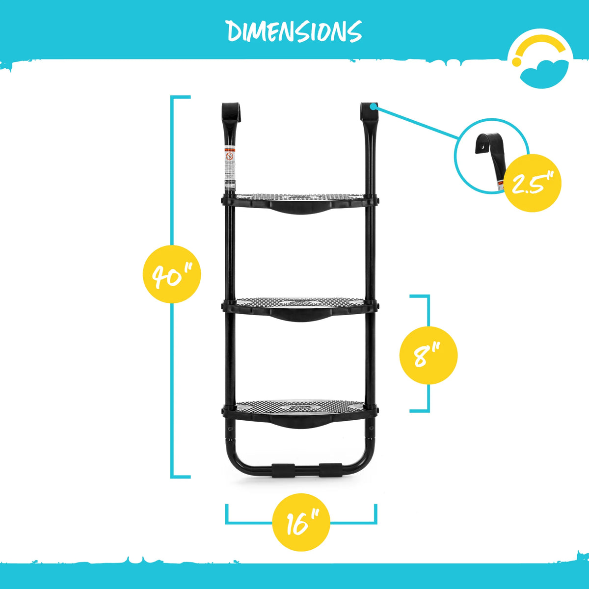 Heavy Duty 3 Step Trampoline Ladder with Non-Slip Plastic Step D27363