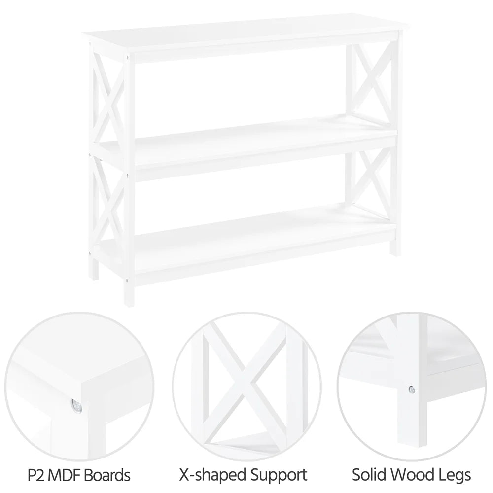 White Console Table with 2 Open Shelves N36469