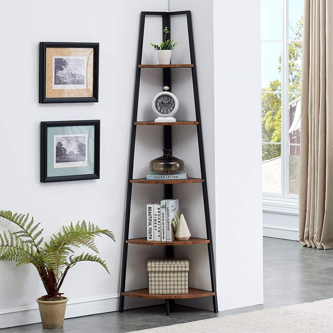 5-Shelf Corner Etagere Bookcase P457411