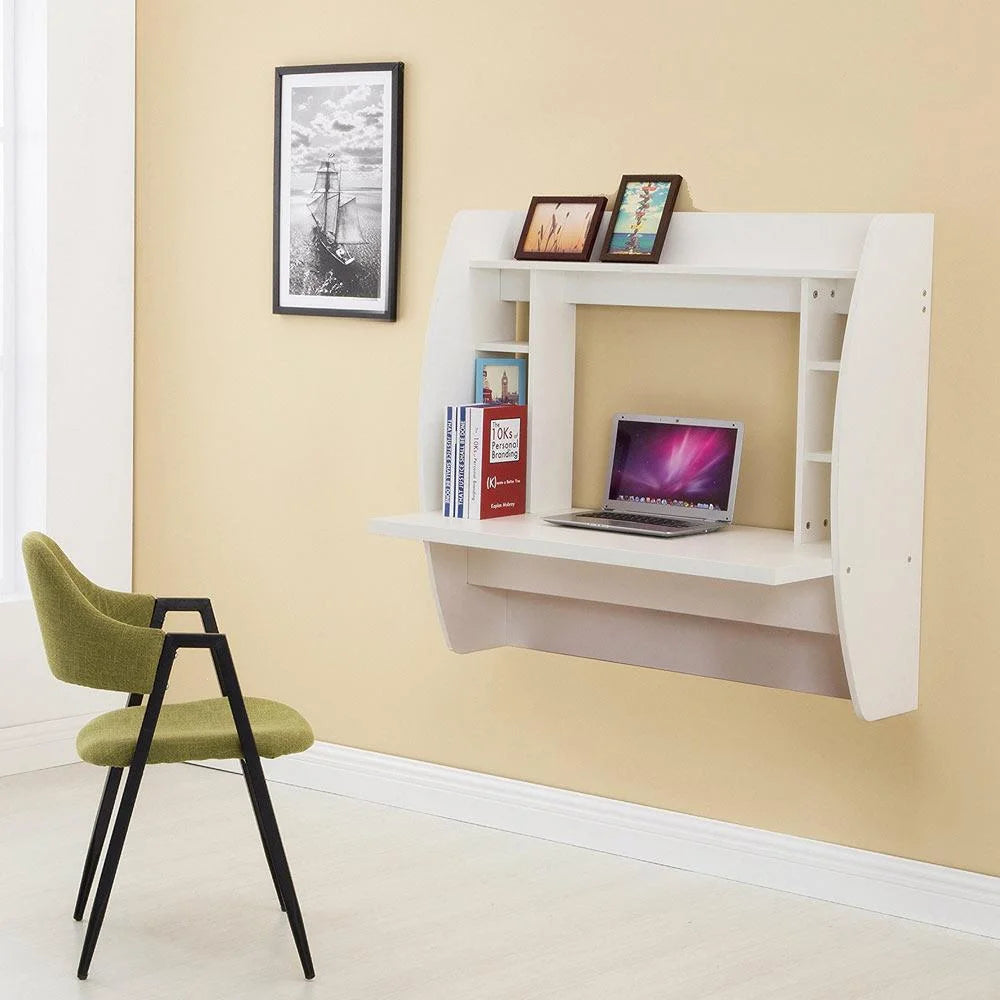Wall Mount Computer Desk with Storage Shelves A795