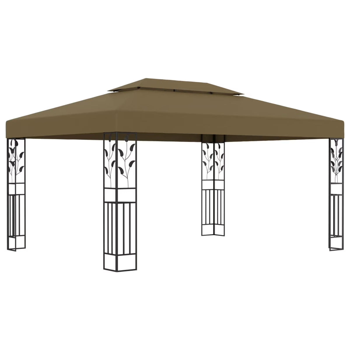Taupe Steel Frame Outdoor Party Tent Gazebo Canopy Shelter 118.1 x 157.5 Inches O64132