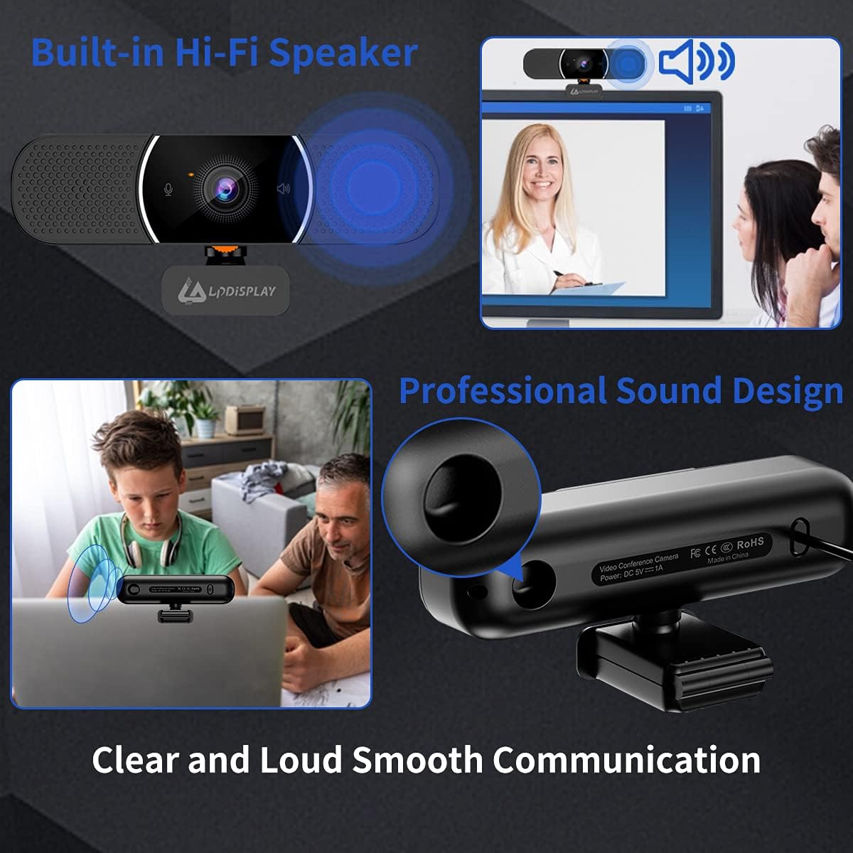 3 in 1 HD 1080p Webcam with Microphone and Speakers A6073