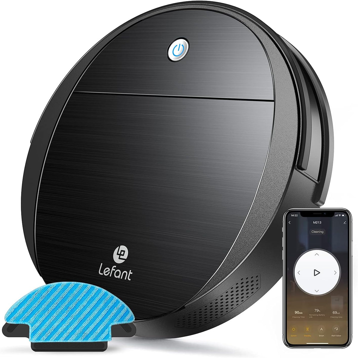 Robot Vacuum and Mop, 2200Pa Suction, 500ml Dust Box Q40245