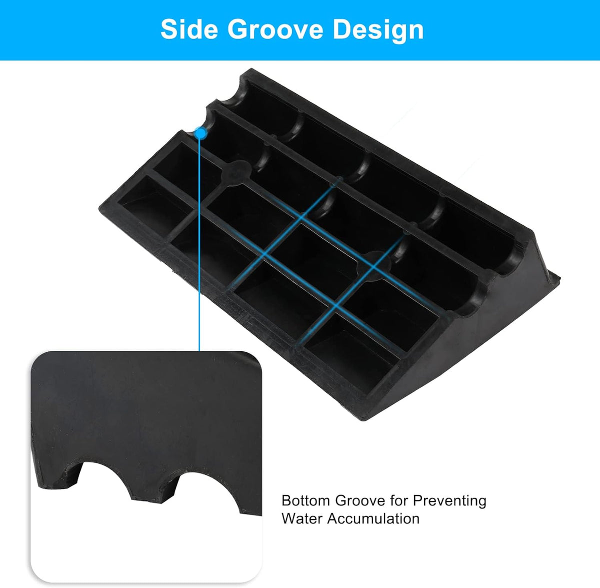 2PCS 6 Rubber Car Curb Ramps, Anti-Slip Heavy Duty Threshold Ramp with Expansion Bolts F4833