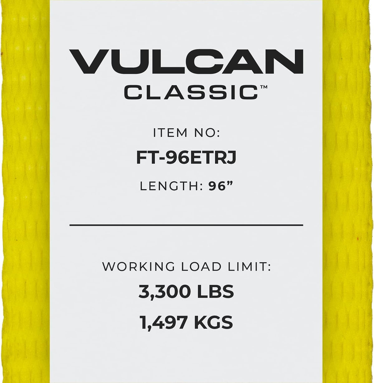Classic Yellow 96 Inch 2 Pack Car Tie Down with Universal Frame Hook Cluster Q7522