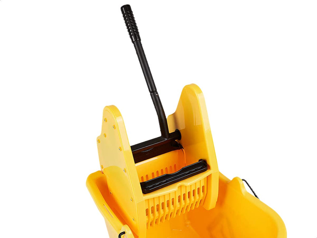 Rectangular Mop Bucket and Down Press Wringer Combo, 35-Quart, Yellow I988
