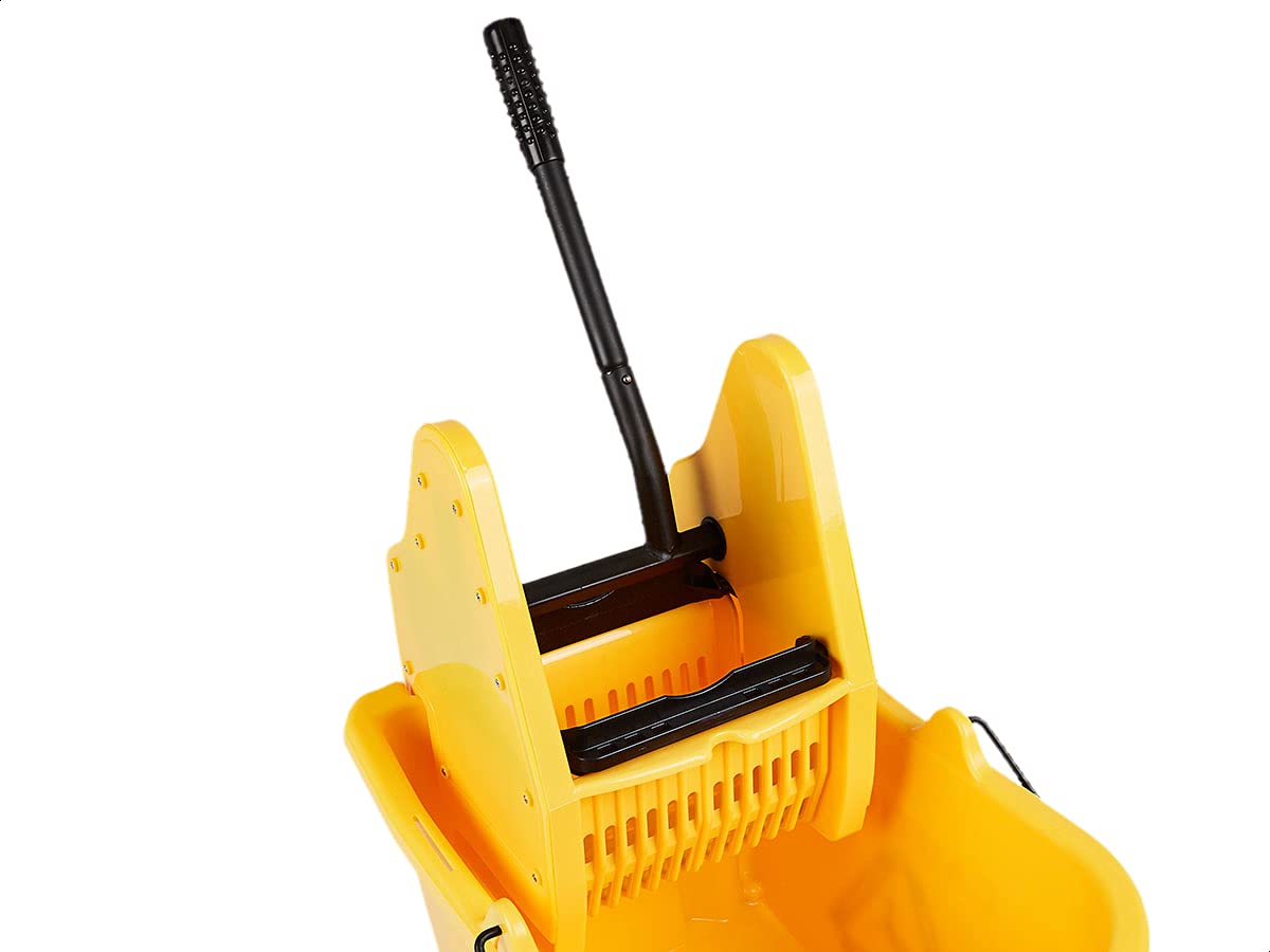 Rectangular Mop Bucket and Down Press Wringer Combo, 35-Quart, Yellow I988