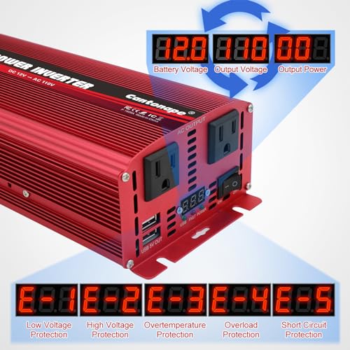 1500W DC 12V to 110V AC Power Inverter with Dual AC Outlets and Dual USB M723685