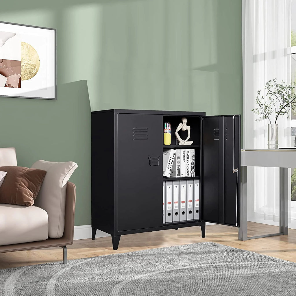 40" Metal Cabinet with Doors and Shelves T2187