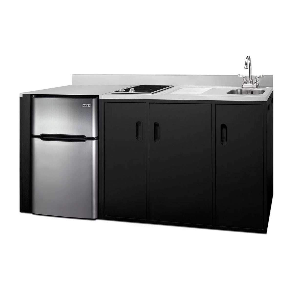 72 in. Wide All-In-One Kitchenette - Black & Stainless Steel Z807