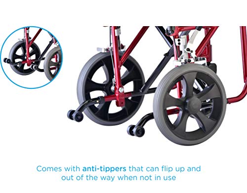Red Heavy Duty Bariatric Transport Chair with 22” Extra-Wide Seat N12382