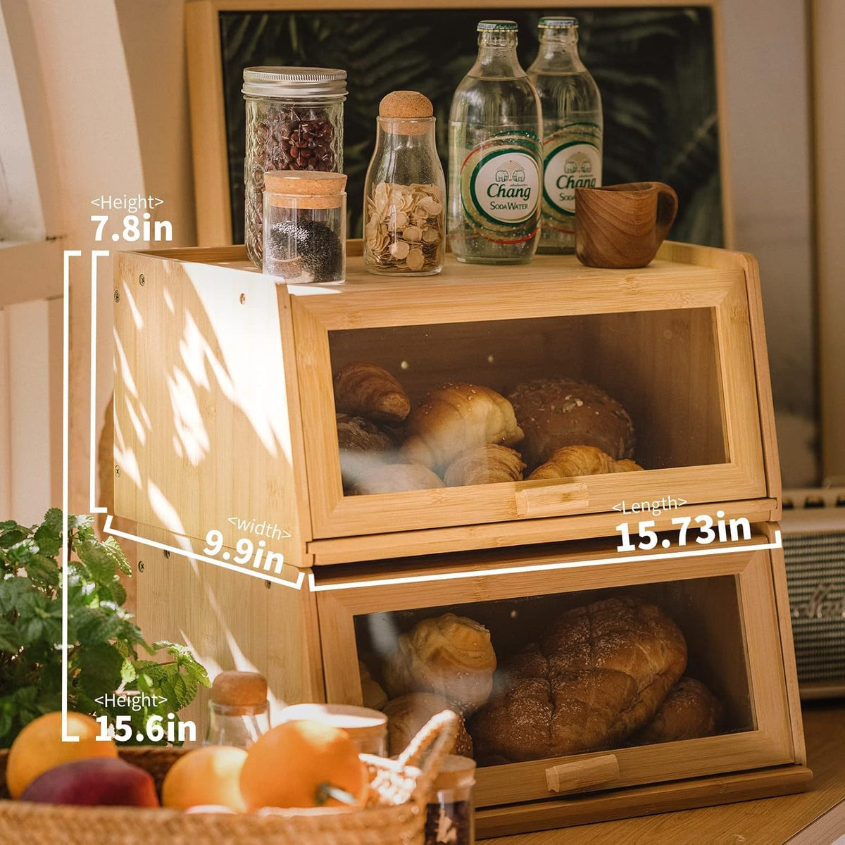 Bamboo Bread Box with Cutting Board H902