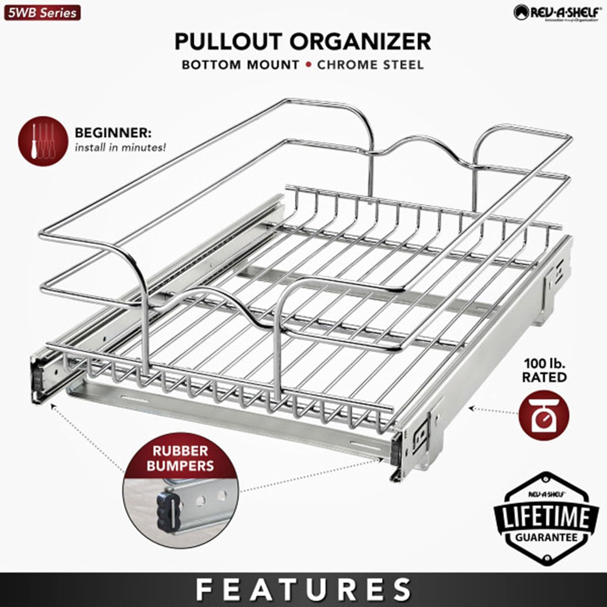 15 x 22 In Wire Pull Out Shelf and Drawer Organizer (2 Pack) P564