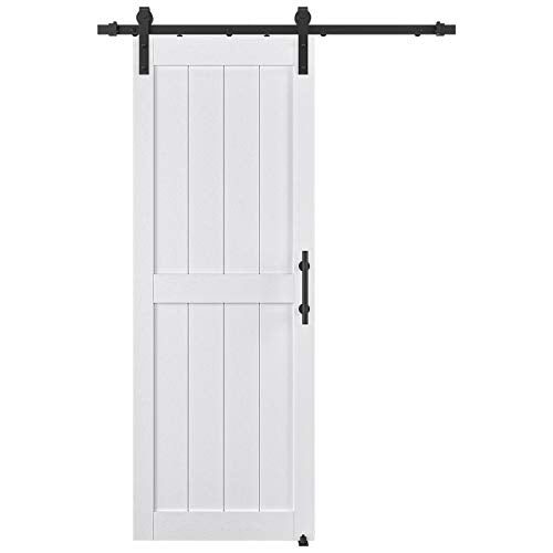 32in x 84in White MDF Sliding Barn Door with Hardware Kit I6395
