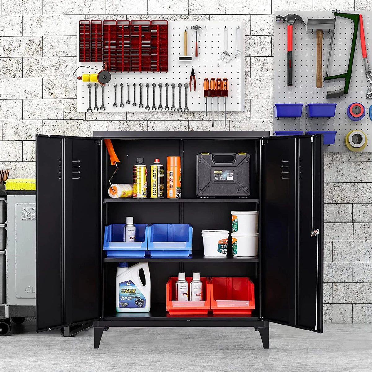 40" Metal Cabinet with Doors and Shelves T2187