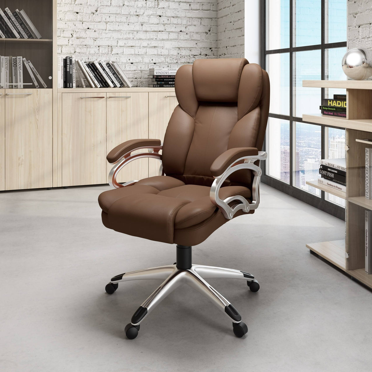 Caramel Brown Leatherette Executive Office Chair F13284