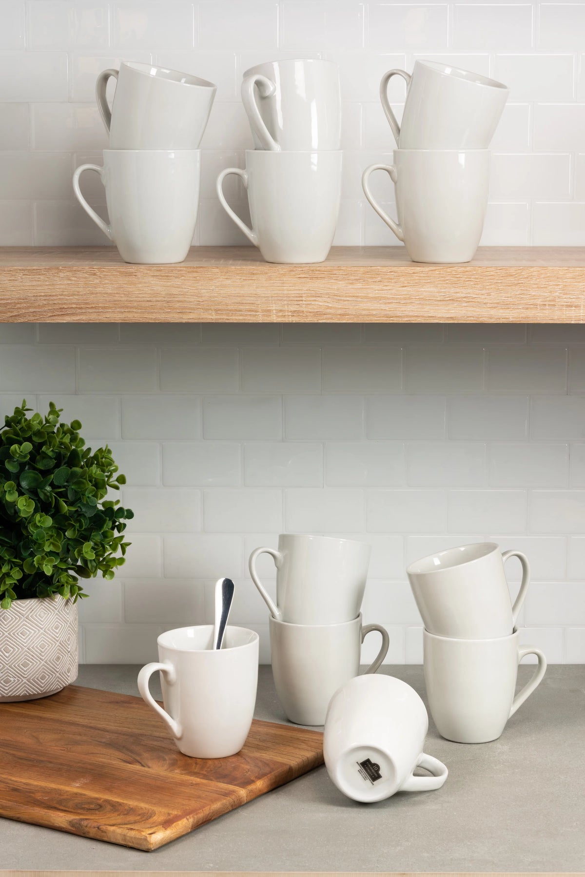 Ceramic Mug Set of 12 White Y2557
