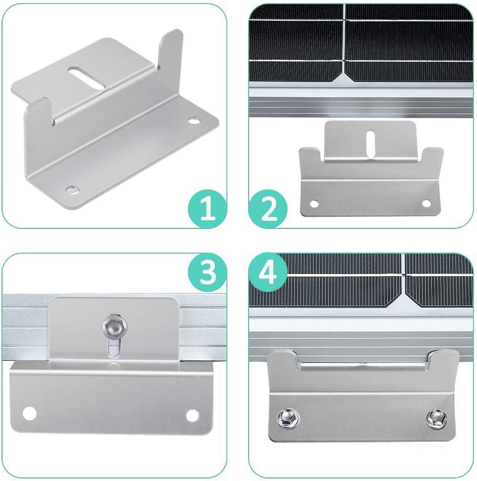 Solar Panel Mounting Z Brackets with Nuts and Bolts, Set of 4 Units (8 Set) S4430