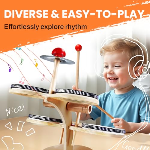 Wooden 8 in 1 Percussion Drum Kit with Xylophone Cymbal N262